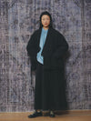 AVIVA JIFEI XUE 24 Autumn and Winter Wool Linen Satin Padded Short Kimono Jacket AJX-FW24-PSK-BWLS-HEI Black